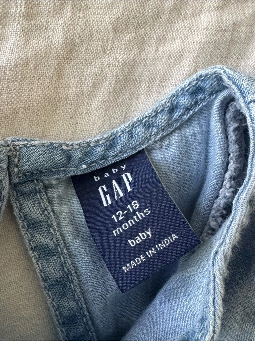 GAP Baby Chambray Romper with embroidered detail